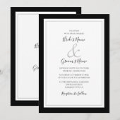 Elegant Monogram Black & White Wedding Kaart (Voorkant / Achterkant)