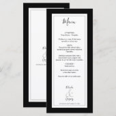 Elegant Monogram Black & White Wedding Menu (Voorkant / Achterkant)