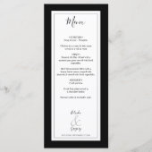 Elegant Monogram Black & White Wedding Menu (Voorkant)