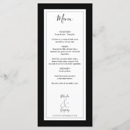 Elegant Monogram Black & White Wedding Menu