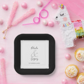 Elegant Monogram Black & White Wedding Papieren Bordje (Feest)