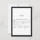 Elegant Monogram Black & White Wedding RSVP Kaartje (Voorkant)