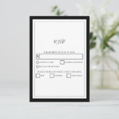 Elegant Monogram Black & White Wedding RSVP Kaartje (Staand voorkant)