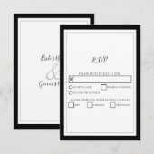 Elegant Monogram Black & White Wedding RSVP Kaartje (Voorkant / Achterkant)