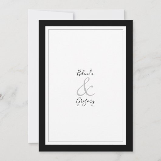Elegant Monogram Black & White Wedding Save The Date (Achterkant)