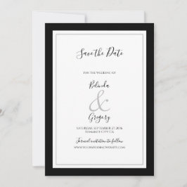 Elegant Monogram Black & White Wedding Save The Date