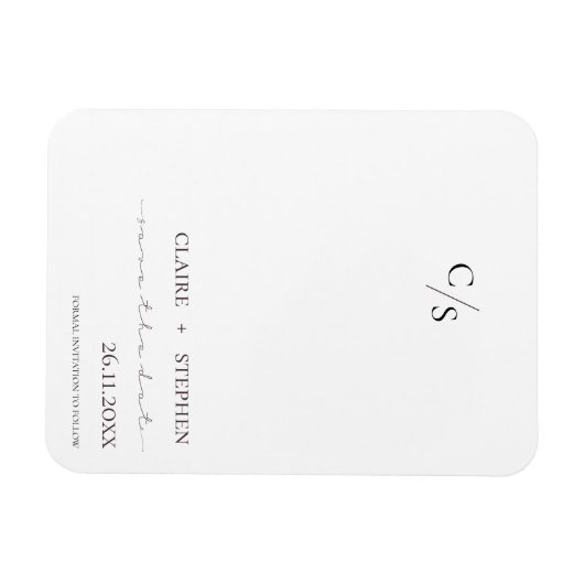 Elegant Monogram Black White Wedding Save the Date Magneet (Horizontaal)