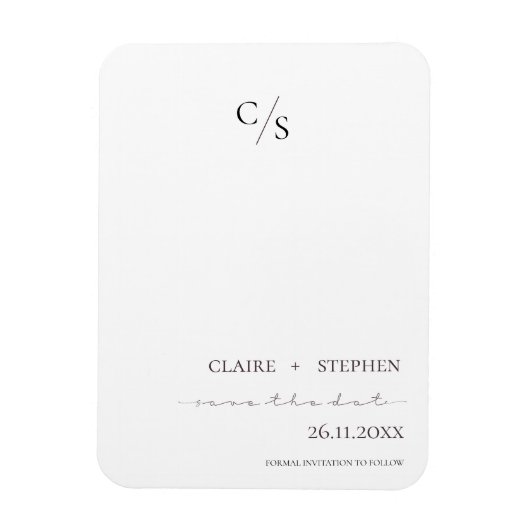 Elegant Monogram Black White Wedding Save the Date Magneet (Verticaal)