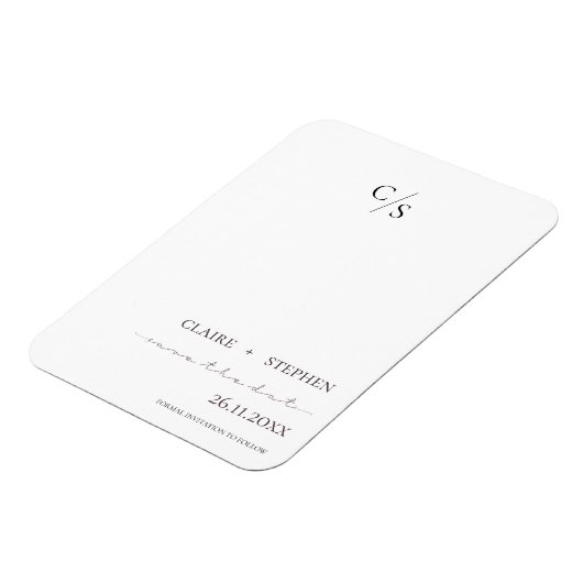 Elegant Monogram Black White Wedding Save the Date Magneet (Linkerzijde)