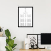 Elegant Monogram Black White Wedding Seding Chart Poster (Thuiskantoor)