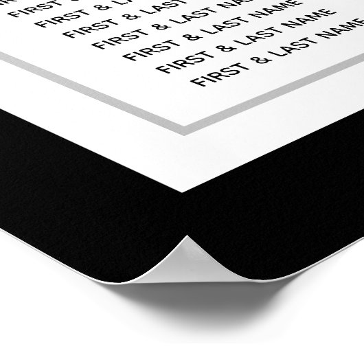 Elegant Monogram Black White Wedding Seding Chart Poster (Hoek)