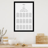 Elegant Monogram Black White Wedding Seding Chart Poster (Keuken)