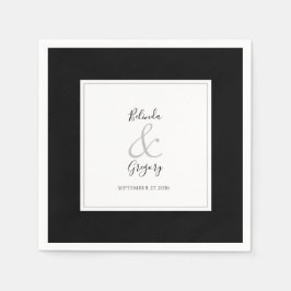 Elegant Monogram Black & White Wedding Servet