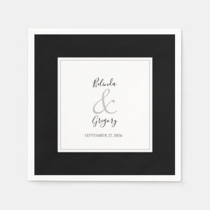 Elegant Monogram Black & White Wedding Servet