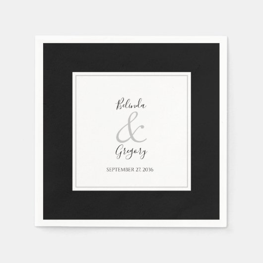 Elegant Monogram Black & White Wedding Servet (Voorkant)