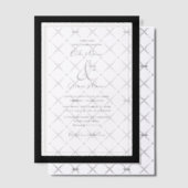 Elegant Monogram Black & White Wedding Vellum Uitnodigingen (Offset (Uitnodiging))
