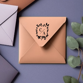 Elegant, Monogram, Blad, Bruiloften Rubberstempel