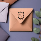 Elegant, Monogram, Blad, Bruiloften Rubberstempel