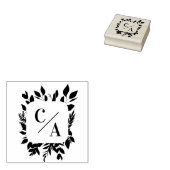 Elegant, Monogram, Blad, Bruiloften Rubberstempel (Gestempeld)