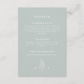 Elegant Monogram Blad Sage Groene Bruiloft Details Informatiekaartje (Voorkant)