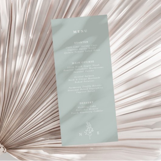 Elegant Monogram Blad Wijze Groene Bruiloft Menu