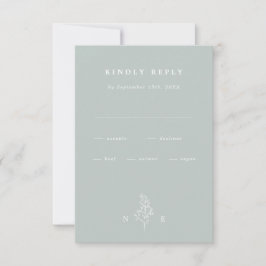 Elegant Monogram Blad Wijze Groene Bruiloft RSVP Kaartje