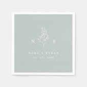 Elegant Monogram Blad Wijze Groene Bruiloft Servet (Voorkant)