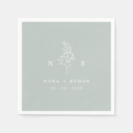 Elegant Monogram Blad Wijze Groene Bruiloft Servet