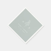 Elegant Monogram Blad Wijze Groene Bruiloft Servet (Hoek)