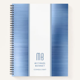 Elegant monogram blauw bedrijf notitieboek