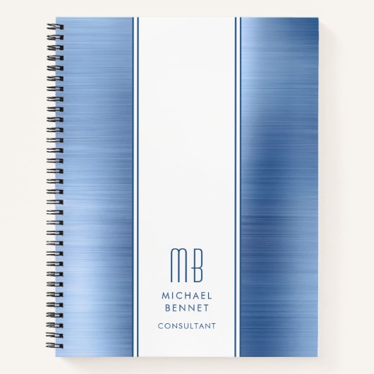 Elegant monogram blauw bedrijf notitieboek (Voorkant)