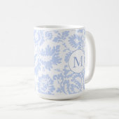 Elegant Monogram Blauw Bloemen Botanisch Koffiemok (Voorkant rechts)