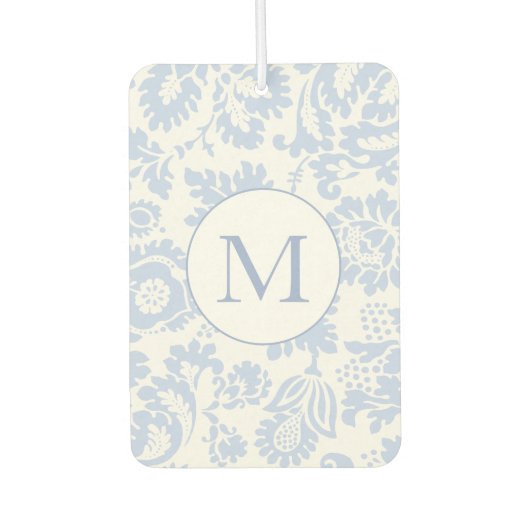 Elegant Monogram Blauw Bloemen Botanisch Luchtverfrisser (Voorkant)