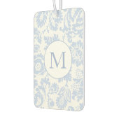 Elegant Monogram Blauw Bloemen Botanisch Luchtverfrisser (Links)