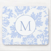 Elegant Monogram Blauw Bloemen Botanisch Muismat (Voorkant)