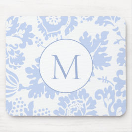Elegant Monogram Blauw Bloemen Botanisch Muismat