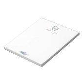 Elegant monogram blauw bloemig notitieblok (Linkerzijde)