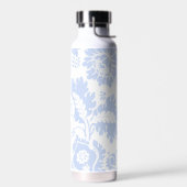 Elegant Monogram Blauw Bloemmotief Botanisch Waterfles (Links)