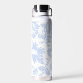Elegant Monogram Blauw Bloemmotief Botanisch Waterfles (Achterkant)
