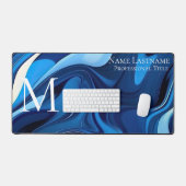 Elegant Monogram Blauw Bureaumat (Keyboard & Muis)