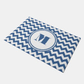 Elegant Monogram Blauw Chevron Deurmat (Schuin)