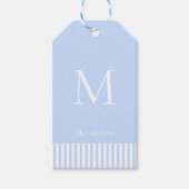 Elegant Monogram Blauw en wit Cadeaulabel (Voorkant)