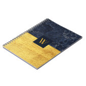 Elegant Monogram Blauw Goud Marmer Notitieboek (Linkerzijde)