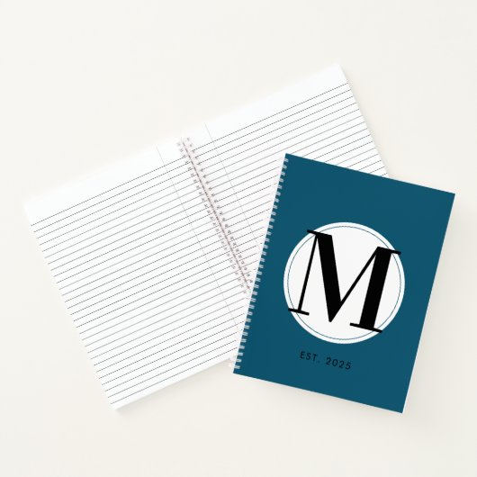 Elegant Monogram Blauw Notitieboek (Binnen)