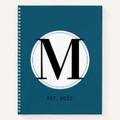 Elegant Monogram Blauw Notitieboek (Voorkant)