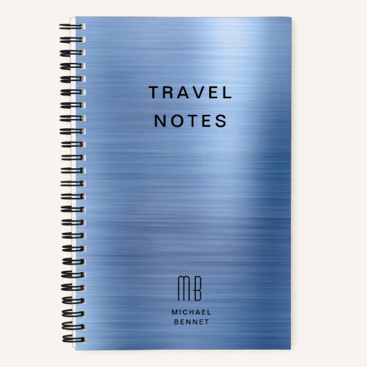 Elegant Monogram Blauw Reis Notitieboek (Voorkant)