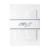 Elegant Monogram Blauw Shell Zee Bruiloft Uitnodigingen Wikkel (Voorkant Voorbeeld)