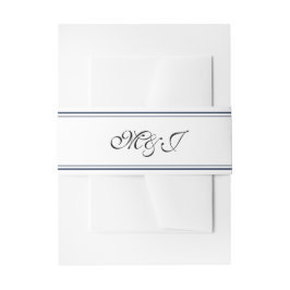 Elegant Monogram Blauw Shell Zee Bruiloft Uitnodigingen Wikkel