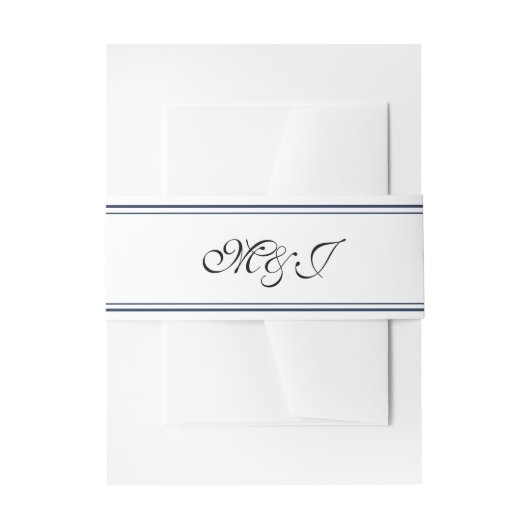 Elegant Monogram Blauw Shell Zee Bruiloft Uitnodigingen Wikkel (Voorkant Voorbeeld)