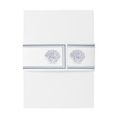 Elegant Monogram Blauw Shell Zee Bruiloft Uitnodigingen Wikkel (Achterkant Voorbeeld)